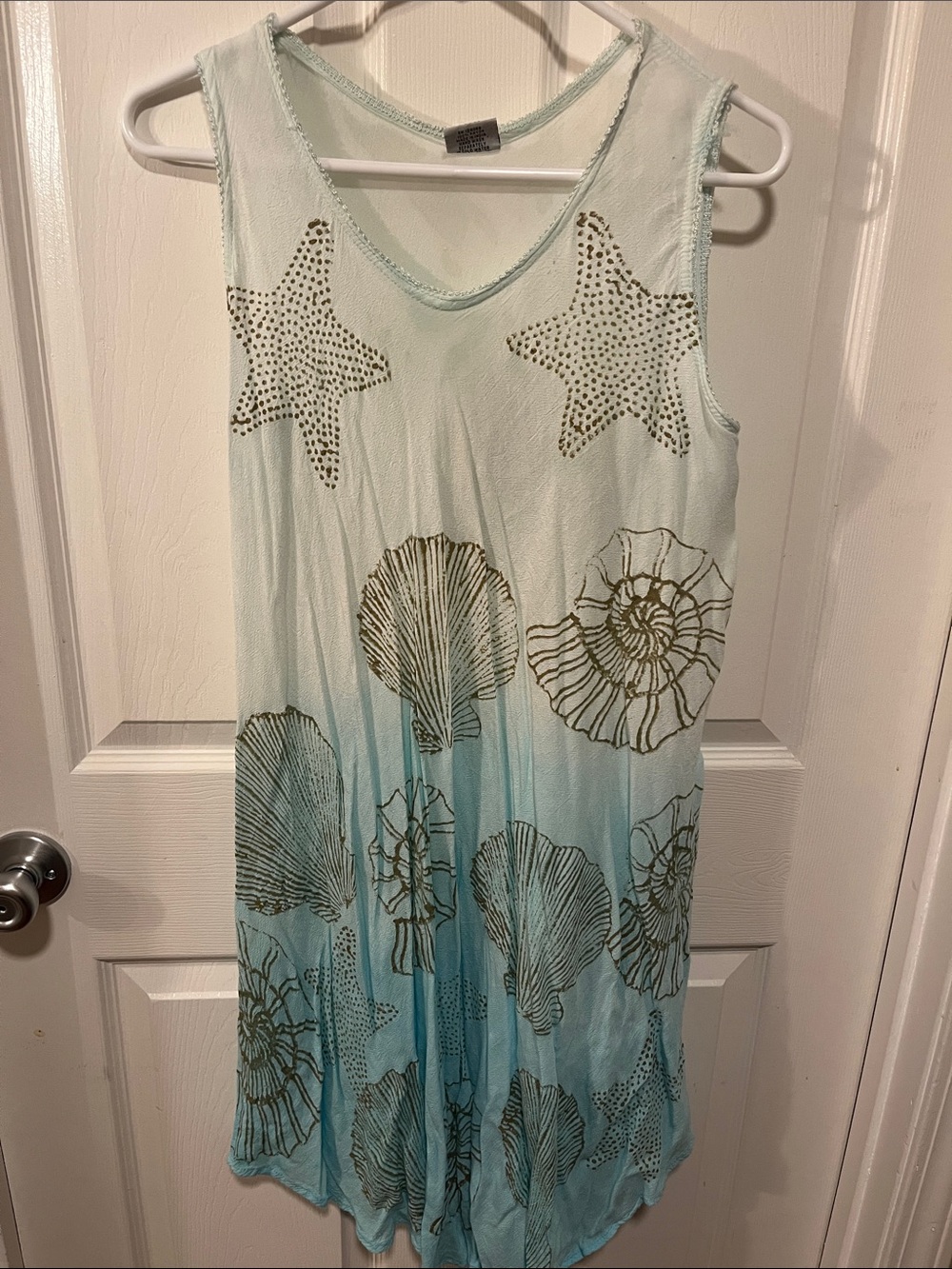 Shoreline Aqua Ombre Seashell Tank Coverup with Starfish Accents